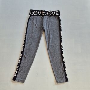Soho Girls Gray and Black Leggings with Love Design